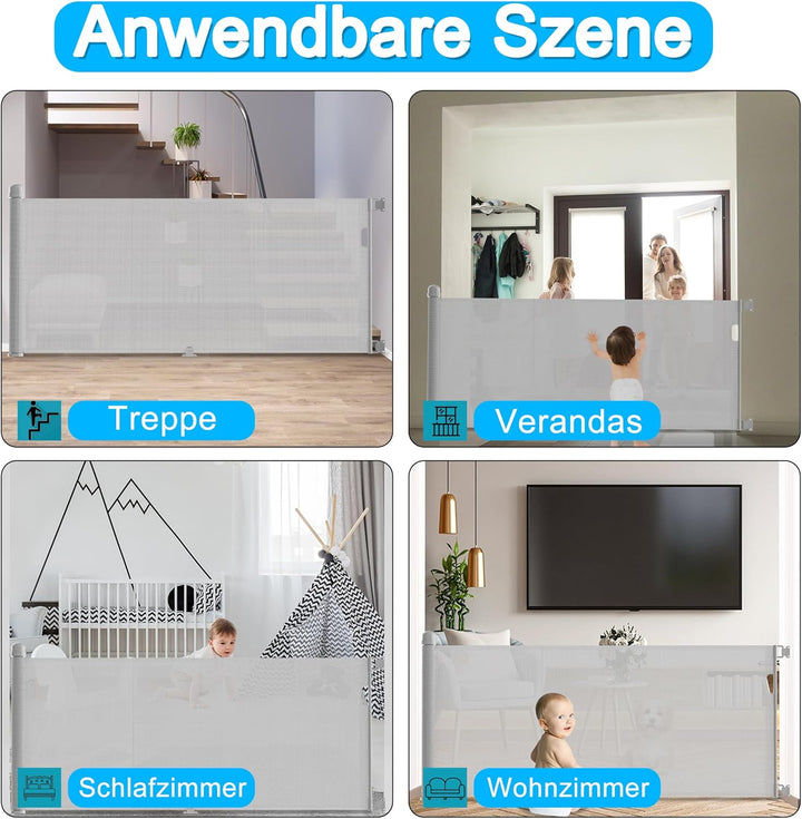 YUENFONG Treppenschutzgitter Ausziehbar Türschutzgitter, 0-300 cm Absperrgitter Schutzgitter Baby Ki