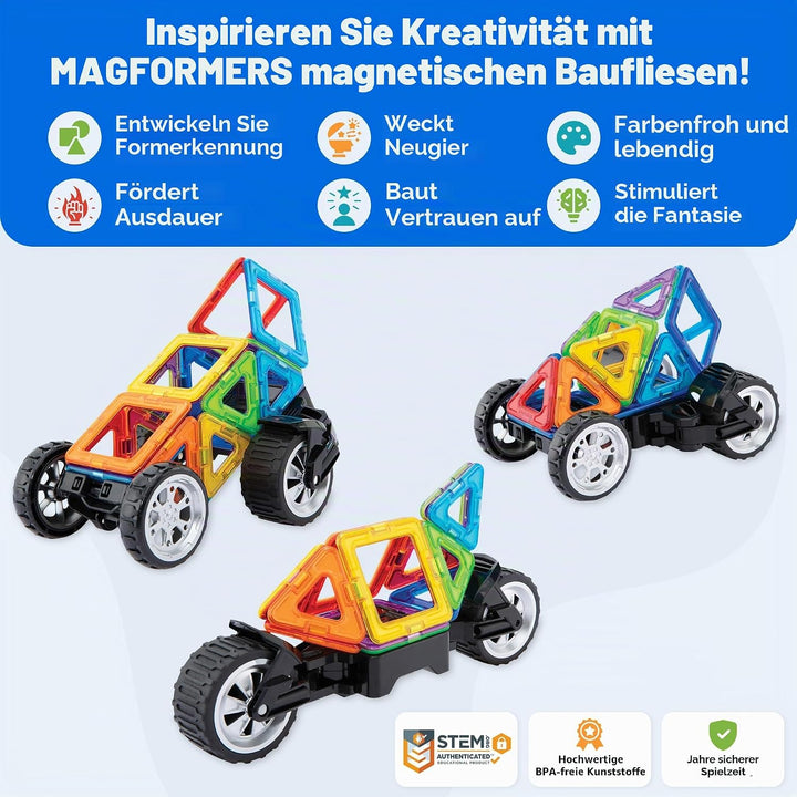 Magformers Amazing Transform Wheel Magnetic Building Blocks Toy. Makes Cars and Bikes. with Special