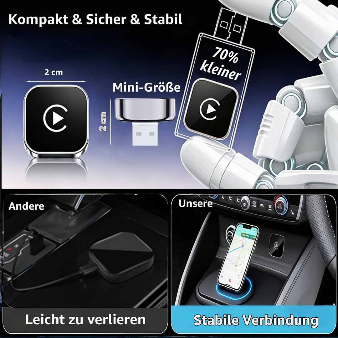 Versteckt Car Play Wireless Adapter für Apple CarPlay &amp; Android Auto, Plug &amp; Play, Bluetooth 5.3, St