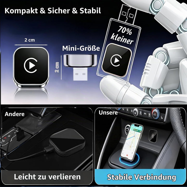Versteckt Car Play Wireless Adapter für Apple CarPlay &amp; Android Auto, Plug &amp; Play, Bluetooth 5.3, St