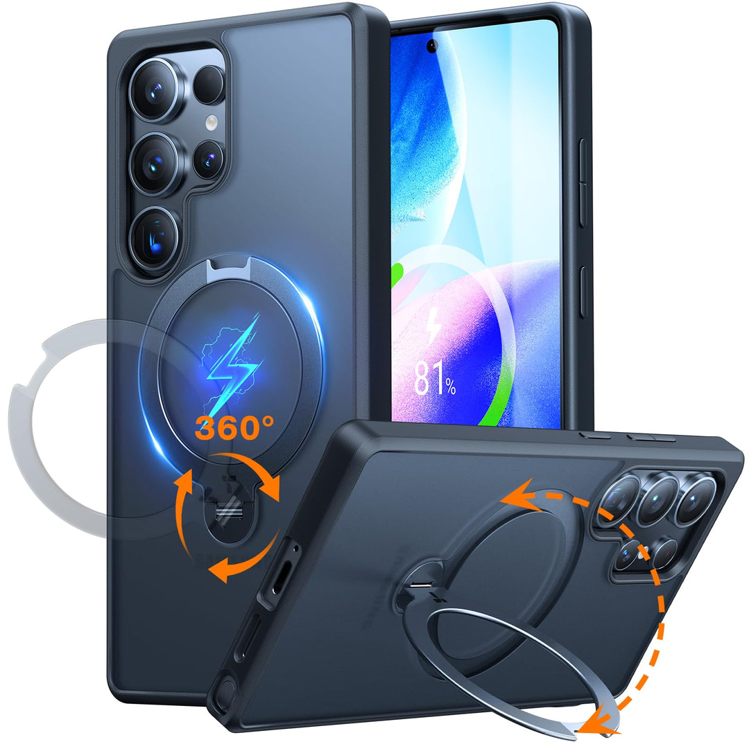 TORRAS Ostand Q3 Spin für Samsung Galaxy S25 Ultra Hülle (360° Magnetischer Robust Standring) TOP Mi