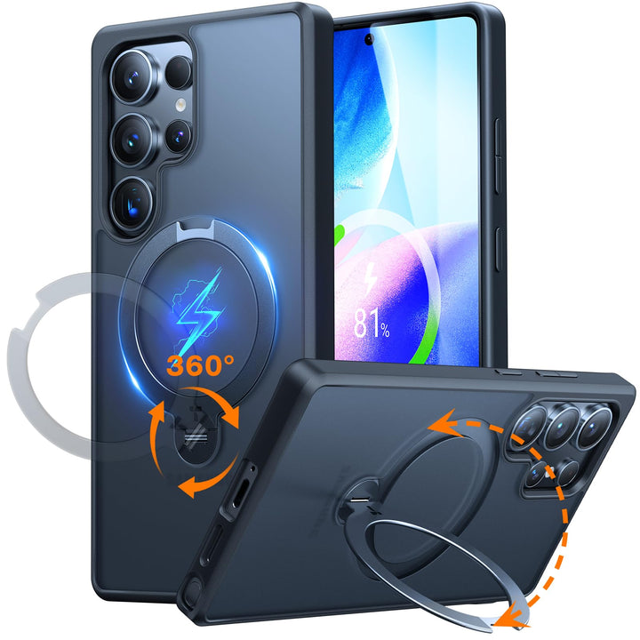 TORRAS Ostand Q3 Spin für Samsung Galaxy S25 Ultra Hülle (360° Magnetischer Robust Standring) TOP Mi