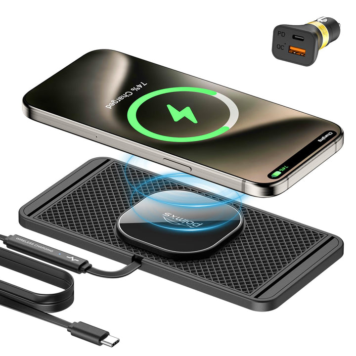 Polmxs Induktive Ladestation Auto, 15W Magnetisch Wireless Charger Auto für Magsafe Ladegerät rutsch