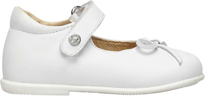 Naturino Ballet-Ballerinas aus Kalbsleder mit Schleife, Weiss Silber