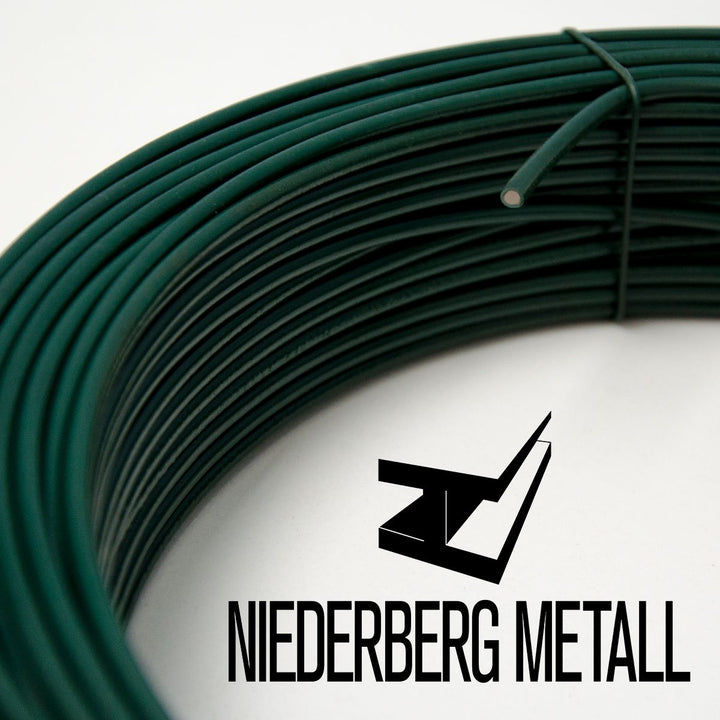 NIEDERBERG METALL 70m Spanndraht 3,8mm - Bindedraht Grün Ummantelt - Maschendraht Zaun Metall Draht
