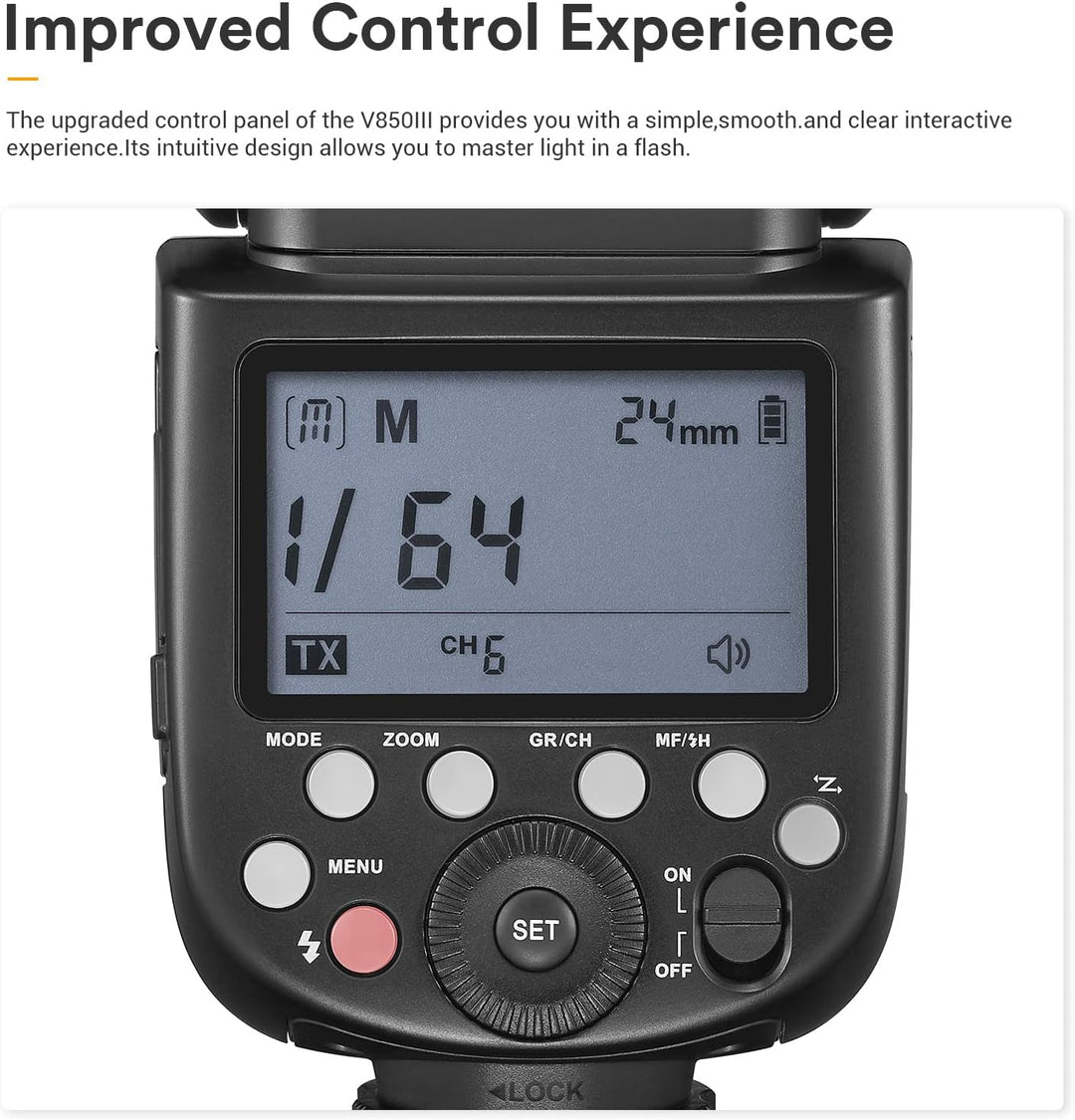Godox V850III Kamerablitz Speedlite 76Ws, 2600mAh Lithiumbatterie, 1,5s Wiederaufladezeit, 2,4G X Wi