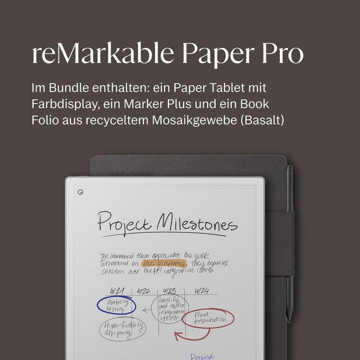 reMarkable Papier Pro Bundle – Folio Case aus Mosaic Weave | 11,8 Zoll Farbdisplay und Leselicht | m