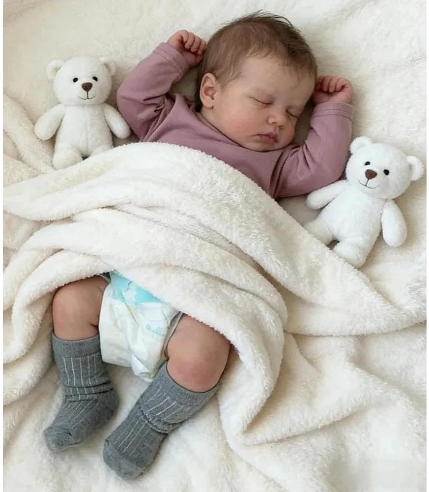 Zero pam Reborn Baby Vollsilikon Lebensecht Jungen, 50CM Reborn Baby Junge Silikon Puppe Mit Haaren,