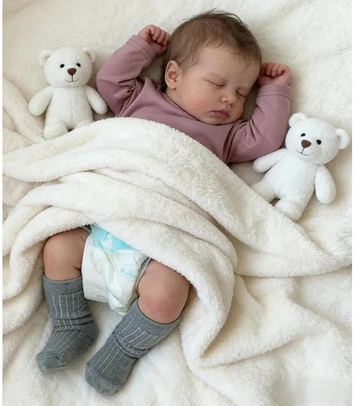 Zero pam Reborn Baby Vollsilikon Lebensecht Jungen, 50CM Reborn Baby Junge Silikon Puppe Mit Haaren,