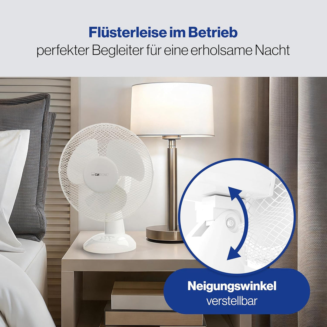 Clatronic Ventilator für Tisch / Tischventilator VL 3601; Mini-Fan für Schlafzimmer, Büro, Wohnmobil