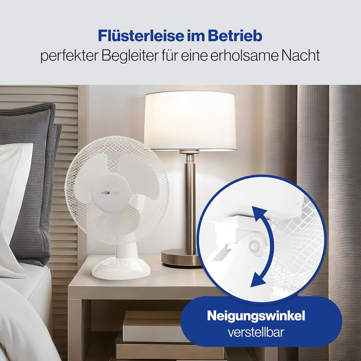 Clatronic Ventilator für Tisch / Tischventilator VL 3601; Mini-Fan für Schlafzimmer, Büro, Wohnmobil