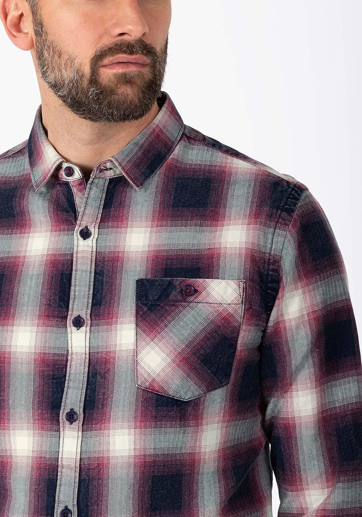 Timezone Herren Effect Weave Check Shirt Hemd M Chili Red Microcheck, M Chili Red Microcheck