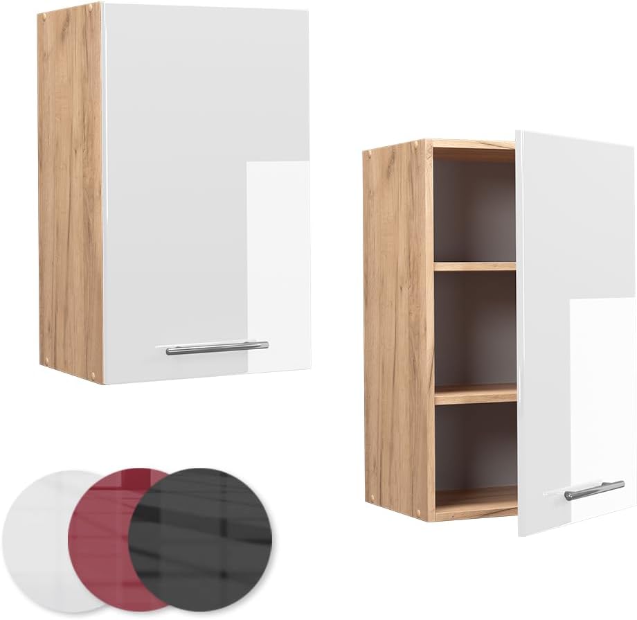 Vicco Hängeschrank Fame-Line, Weiss Hochglanz/Goldkraft Eiche, 45 cm Hängeschrank 45 cm Weiss Hochgl