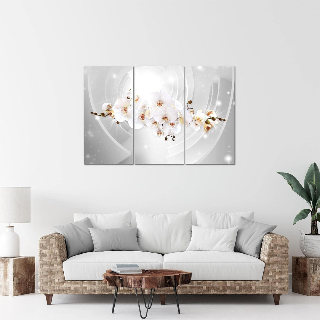 Runa Art Wandbilder Blumen Orchidee Bild XXL Wohnzimmer Schlafzimmer Grau Abstrakt 120 x 80 cm 3 Tei