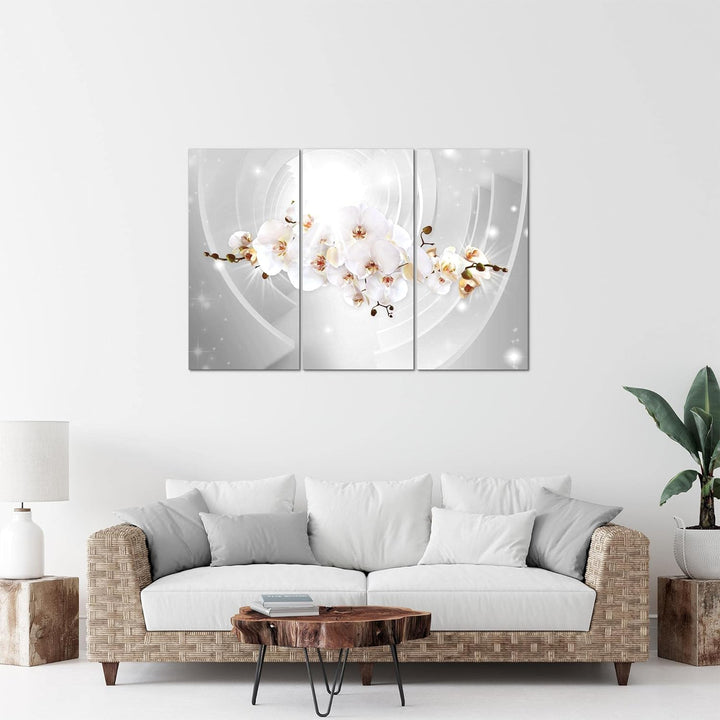 Runa Art Wandbilder Blumen Orchidee Bild XXL Wohnzimmer Schlafzimmer Grau Abstrakt 120 x 80 cm 3 Tei