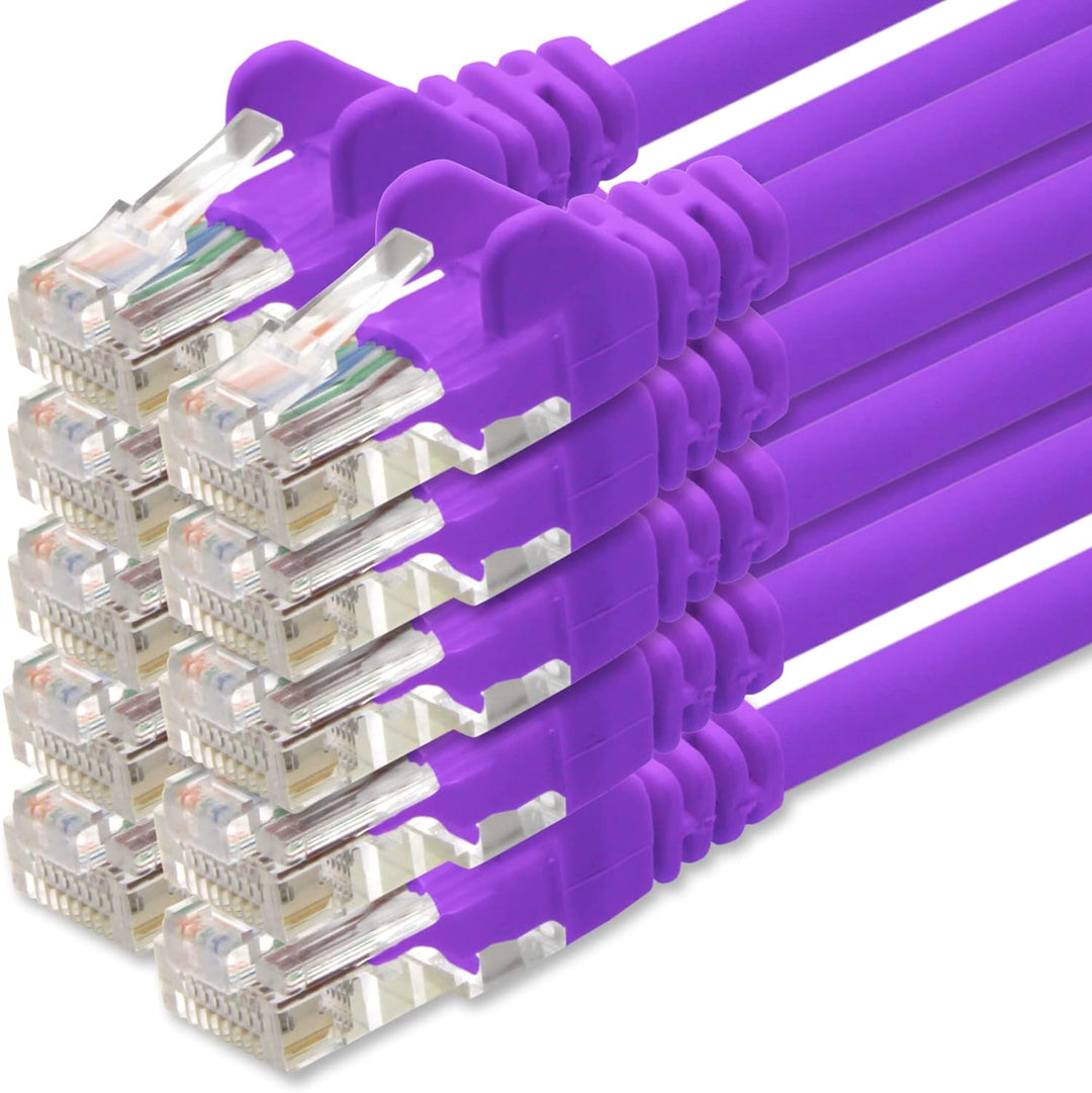 1aTTack.de Netzwerkkabel Cat.6 - violett - 10x - 10m - (Set) - CAT6 Ethernet Kabel Lankabel 1000 Mbi