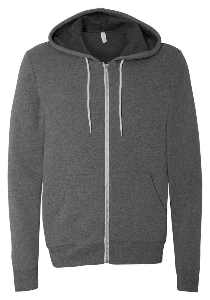 Bella+Canvas: Unisex Poly-Cotton Full Zip Hoodie 3739 S Dunkelgrau, S Dunkelgrau