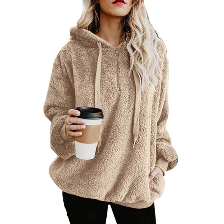 Durio Hoodie Damen Fleece Kapuzenpulli Teddy Fleece Pullover Oversize Sweaterpullover Winter Warm Kh
