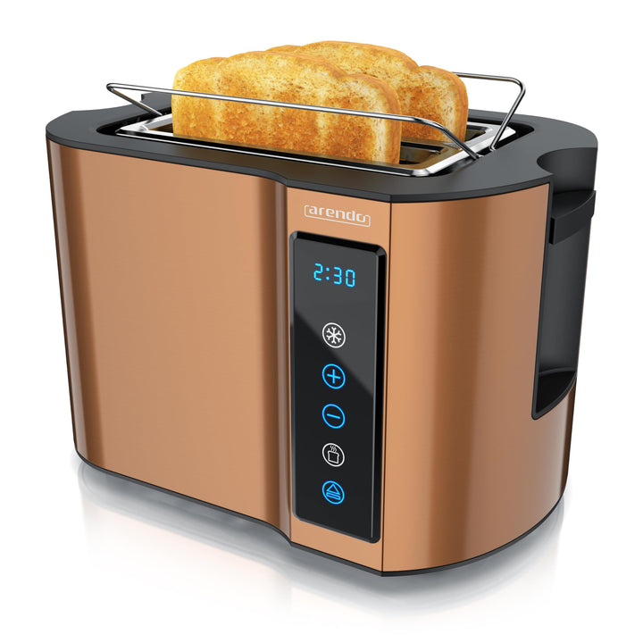 Arendo - Touch Toaster 2 Scheiben Edelstahl - Touchpanel - digital Display Restzeitanzeige - 800 W –
