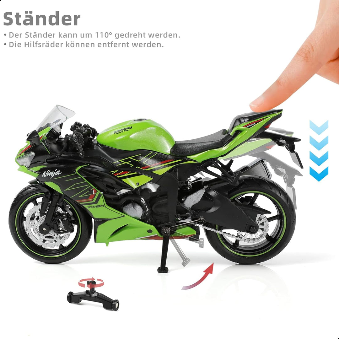 1:12 Motorradmodell Spielzeug Kompatibel für Kawasaki Ninja ZX-6R Metall-Stanze mit Kunststoffmotorr