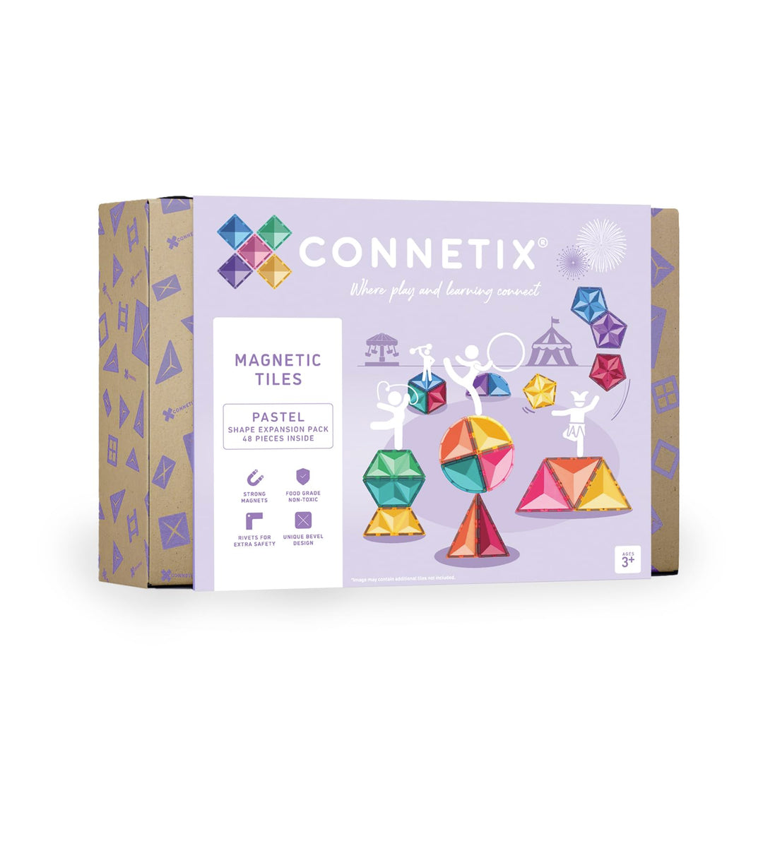 Connetix Erweiterungspaket Pastellform, 48 Stück, Mehrfarbig