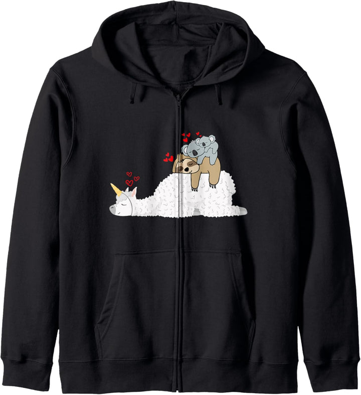 Lama & faul Faultier mit Baby Koala Mama Bär Valentinstag Kapuzenjacke