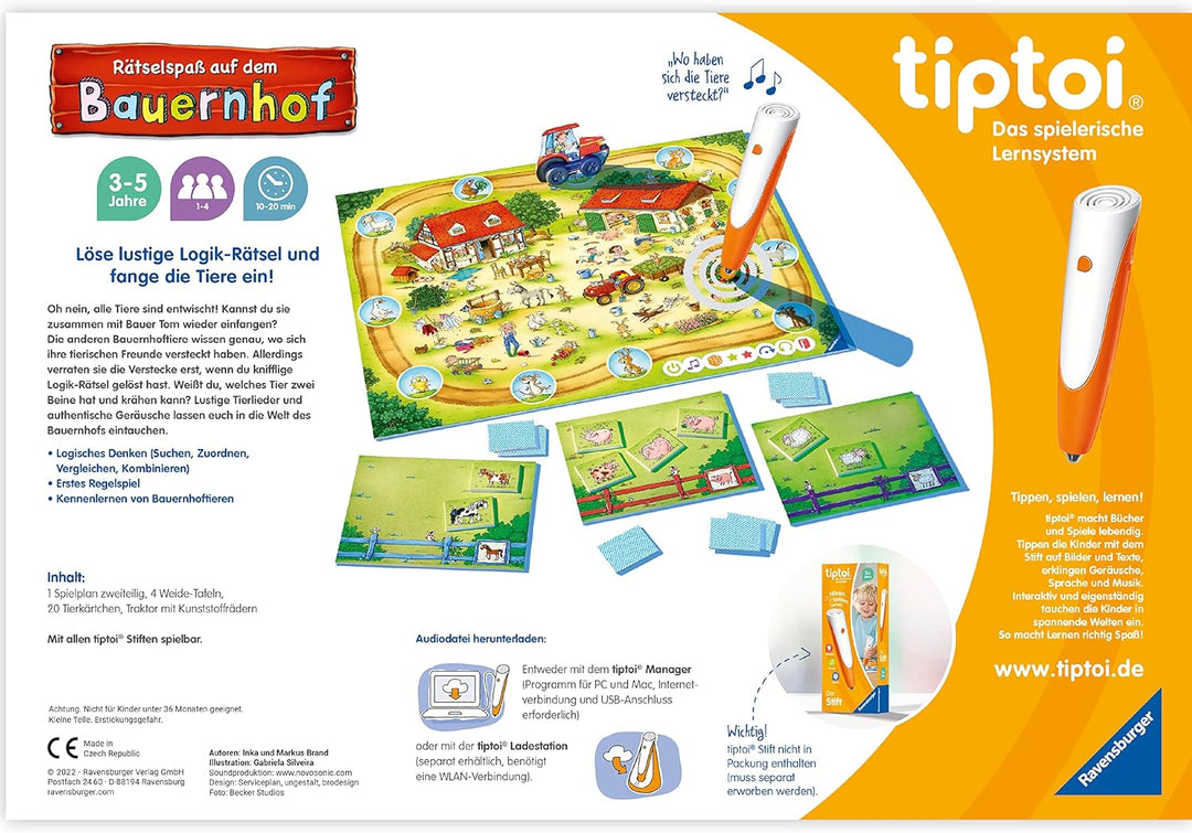 Ravensburger tiptoi Spiel 00125 Rätselspass auf dem Bauernhof - Lernspiel ab 3 Jahren, lehrreiches L