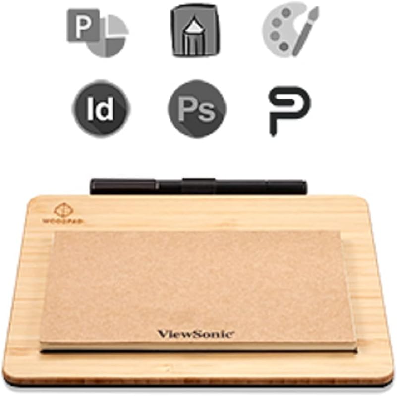Viewsonic PF0730-I0WW (19,5 cm) (7,5 Zoll) PenDisplay Tablet zum Zeichnen und Schreiben (WoodPad, in