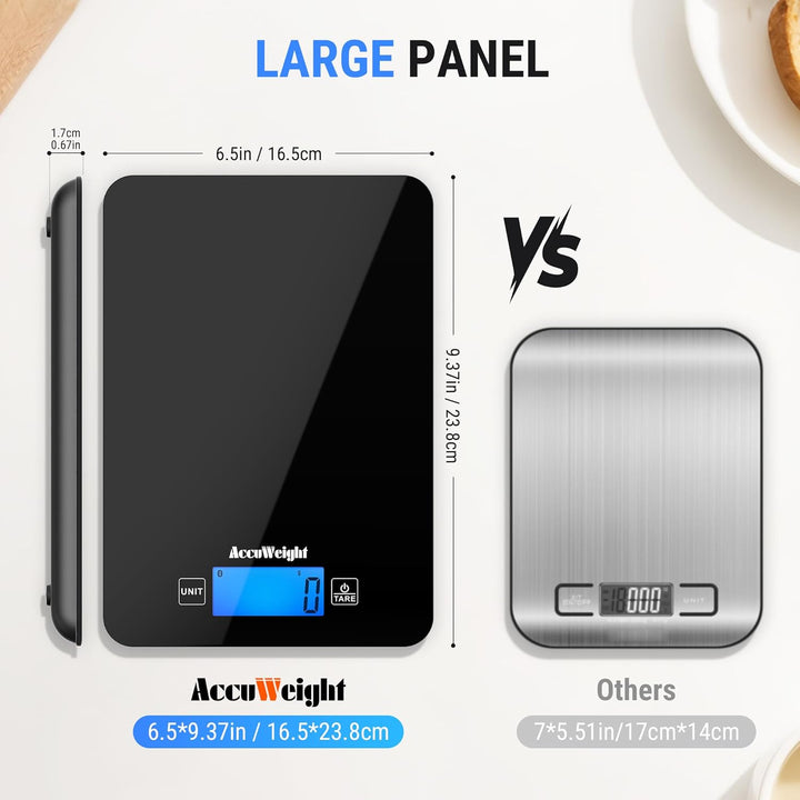 ACCUWEIGHT Küchenwaage Bluetooth mit Nährwertrechner (mit 4 Batterien) Digitale Lebensmittelwaage bi