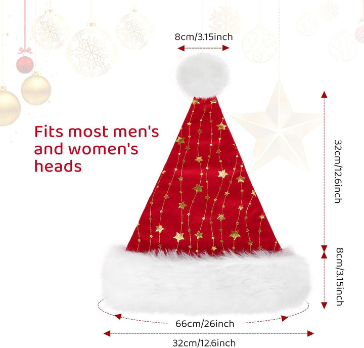 CITÉTOILE 2 Stück Plüsch Weihnachtsmützen für Erwachsene, Nikolausmütze für Männer und Frauen mit go