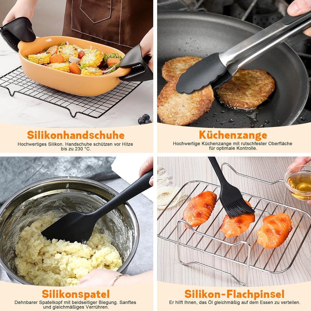 Heissluftfritteuse Zubehör für Cosori Dual Blaze Twinfry XXL 10L, Airfryer Zubehör 2×5L Silikonform