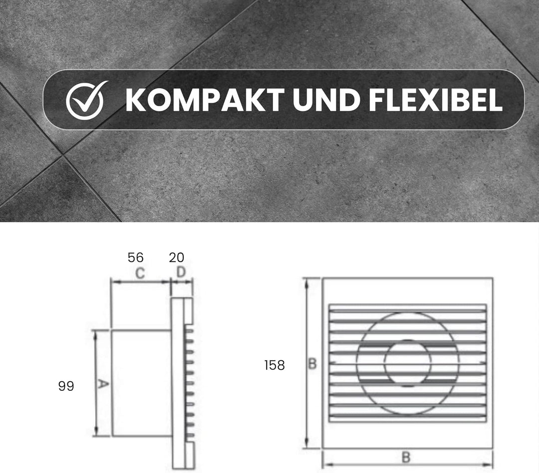 TronicXL Badlüfter 100mm Durchmesser leise 15W Abluft Zuluft Bad Lüfter mit Fliegengitter Ventilator
