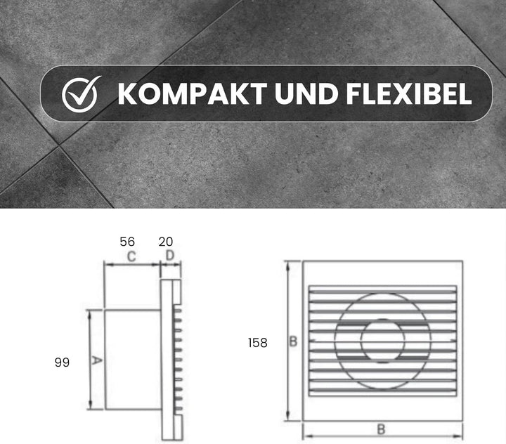 TronicXL Badlüfter 100mm Durchmesser leise 15W Abluft Zuluft Bad Lüfter mit Fliegengitter Ventilator