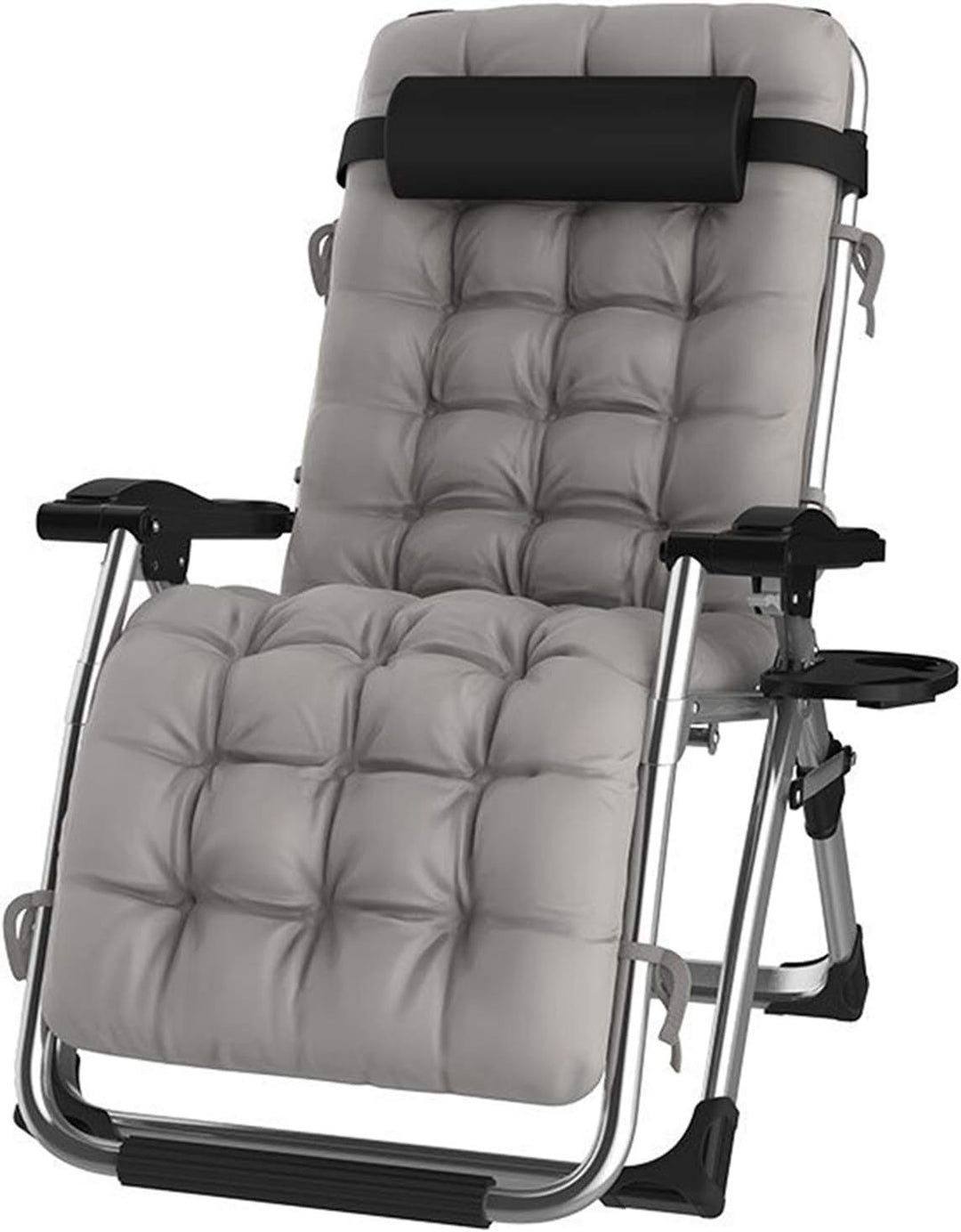 DQCHAIR Lehnender Schwerelosigkeits-Stuhl im Freien mit Getränkehalter, extrabreiter Verstellbarer L