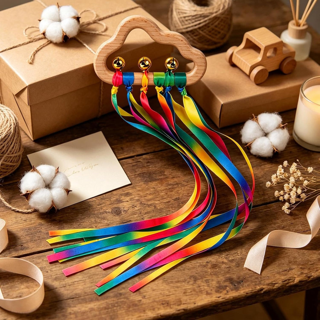 Kinder Holz Rasselspielzeug Sanftes Kompaktes Tragbares Griffiges 3 Glocken, 3 Glocken
