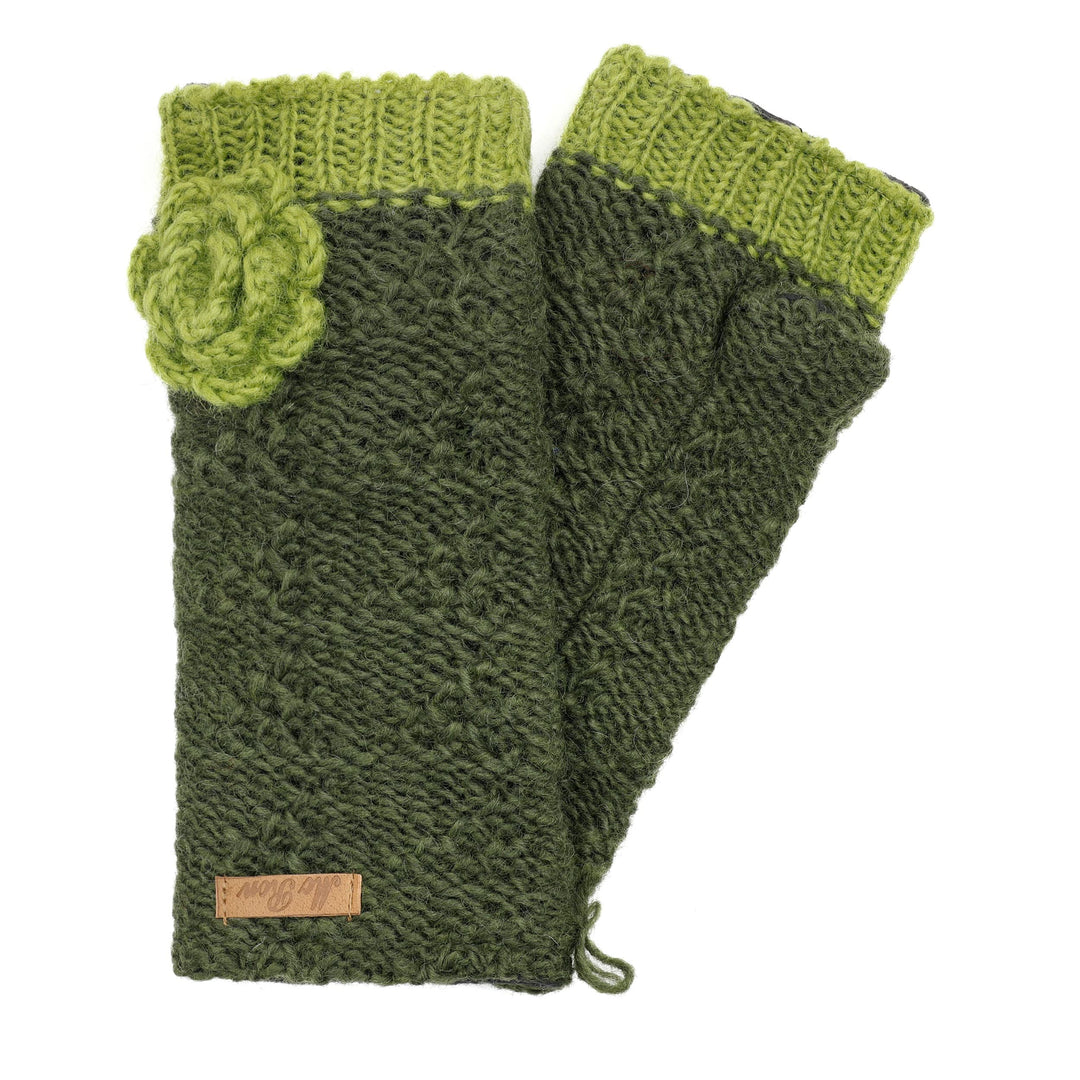 McRon Damen Gestrickte Pulswärmer Modell Lana Dunkelgrün, Dunkelgrün
