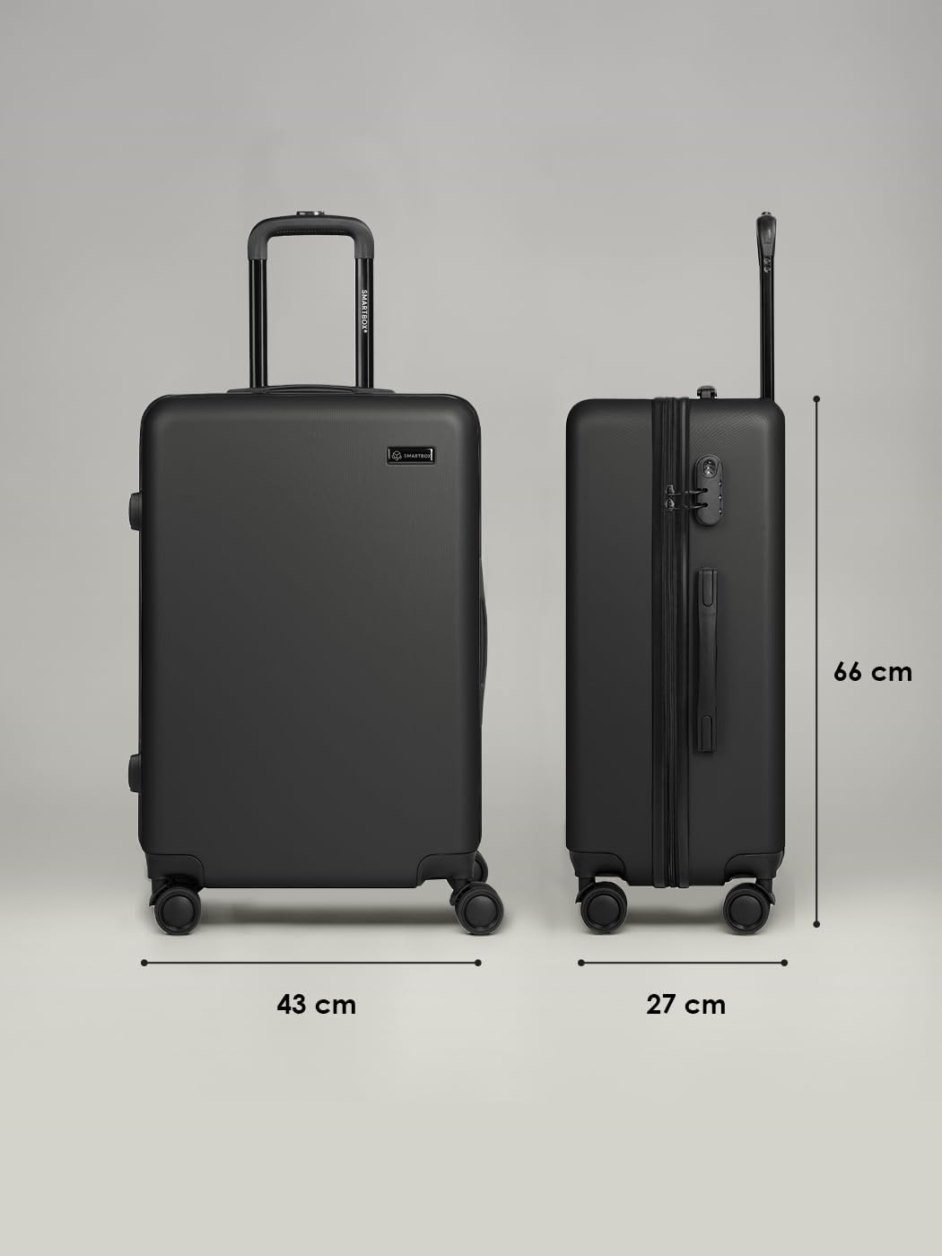 Smartbox Hartschalen Check-in Koffer für Damen & Herren | Mittelgrosser M Trolley 43 x 27 x 66 cm au