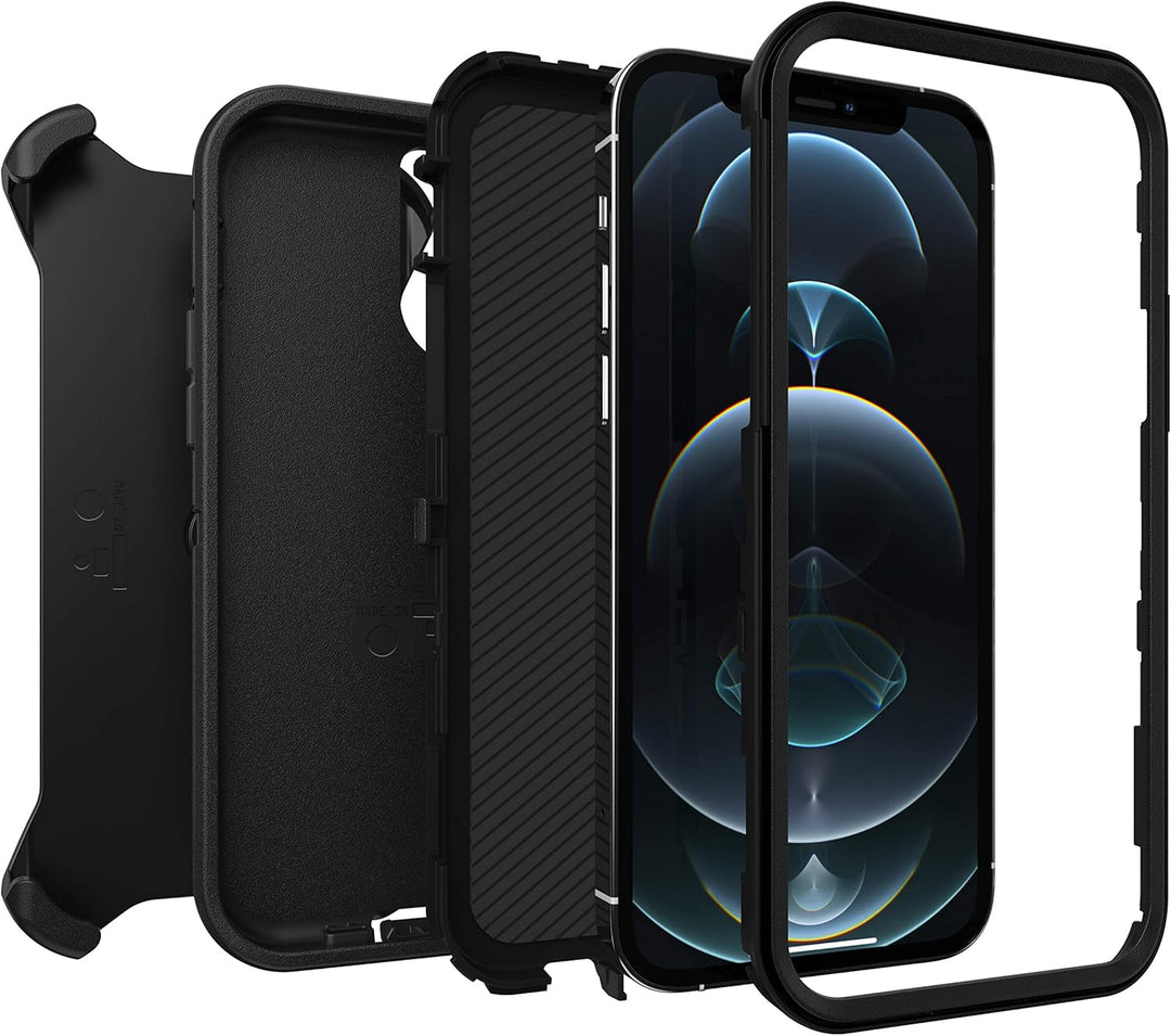 OtterBox Defender Series Schutzhülle für iPhone 12 und iPhone 12 Pro, Schwarz, Schwarz