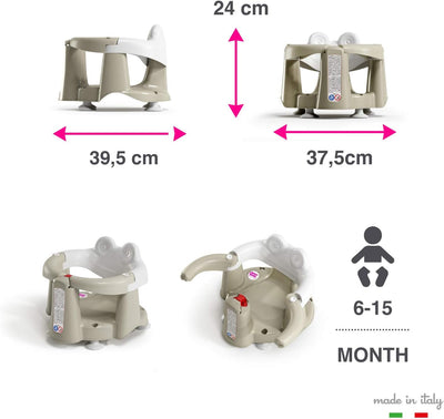 OKBABY Crab - Badesitz für Babys - von 6 bis 15 Monaten (max. 13 kg) - Grau