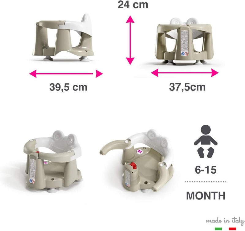 OKBABY Crab - Badesitz für Babys - von 6 bis 15 Monaten (max. 13 kg) - Grau