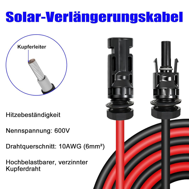 Sayhome ABS Double Solar Kabeleinführung Gehäuse mit 0.33ft 10awg weichem Kupferkabel, für Wohnmobil