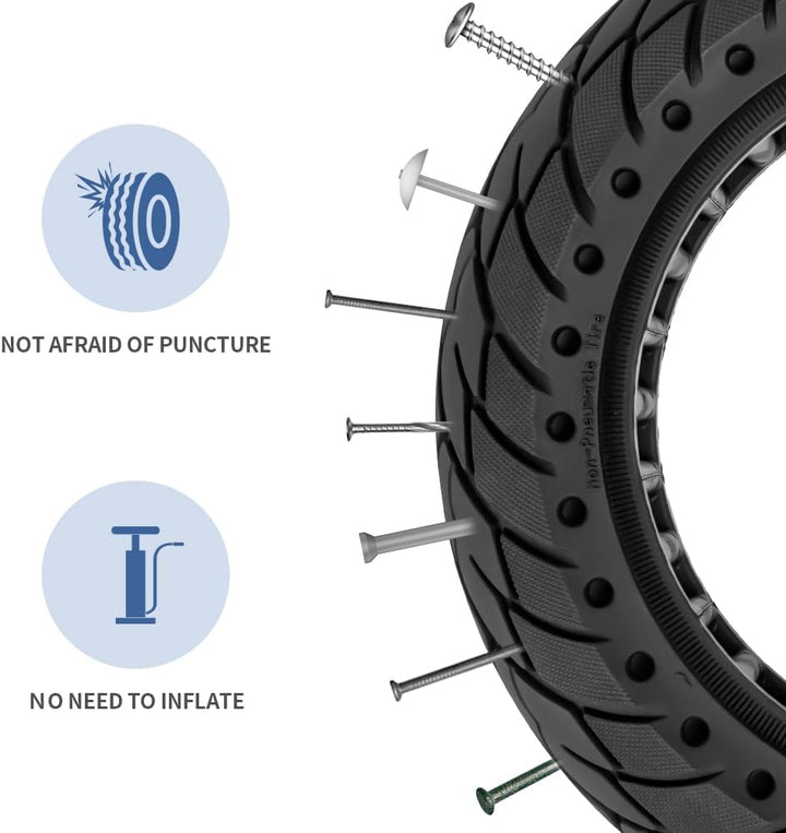 Prodrocam 10 x 2,5 Vollgummireifen 60/70-6,5 Solide Reifen für Segway Ninebot Max G30 Elektroroller