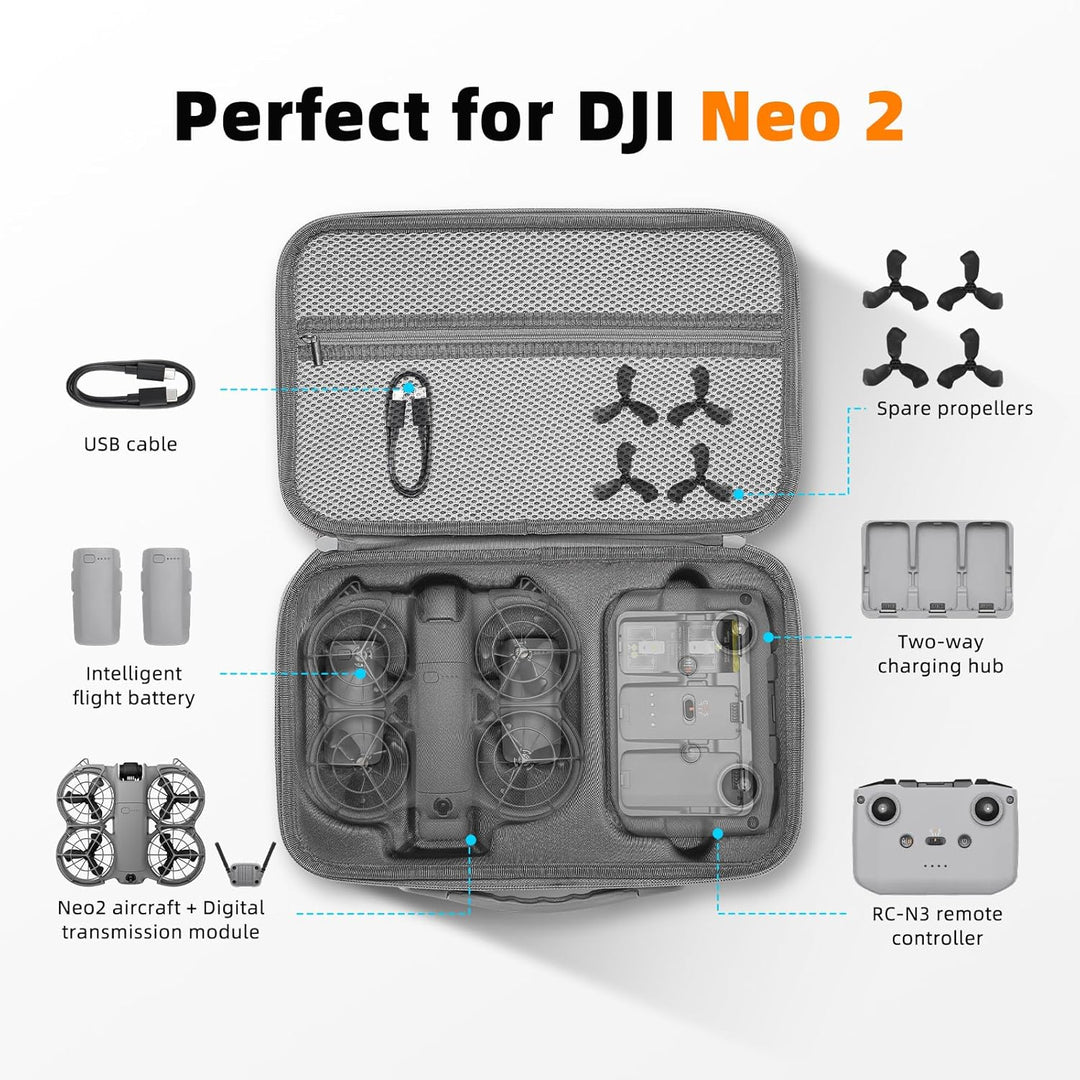 BRDRC Tasche für DJI Neo 2, Portable Schutzhülle Case Koffer mit Schultergurt für DJI Neo 2 Fly More