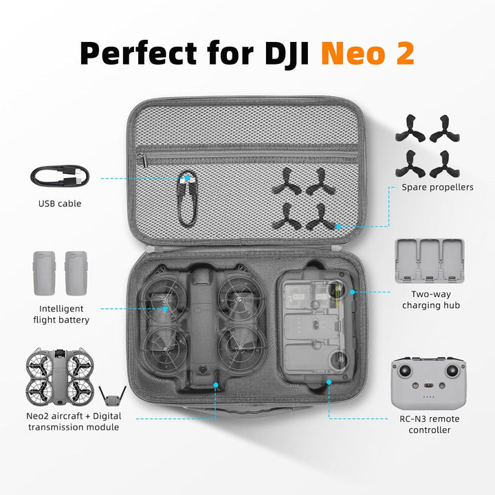 BRDRC Tasche für DJI Neo 2, Portable Schutzhülle Case Koffer mit Schultergurt für DJI Neo 2 Fly More