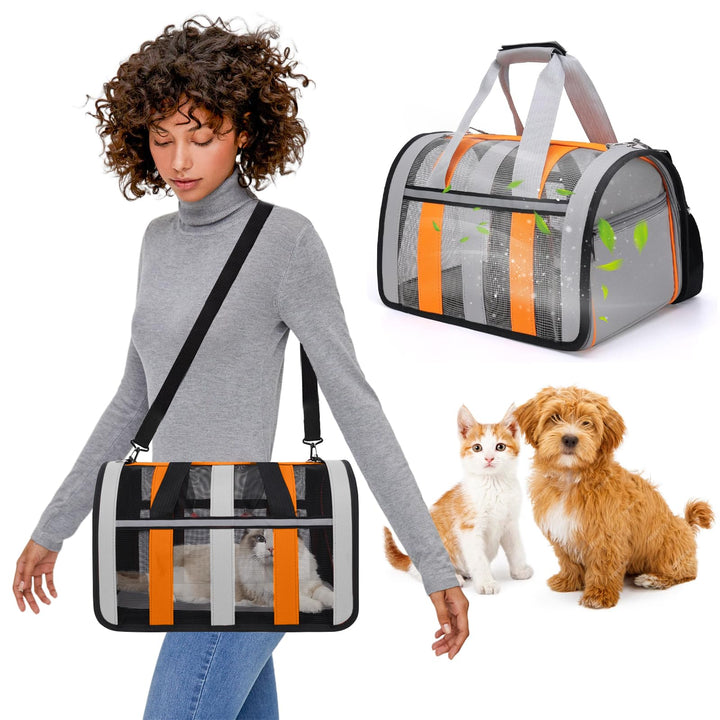 PETCUTE Transporttasche für Katze Hund,Hunde Transportboxen mit Reflektierenden Streifen,Faltbare Hu