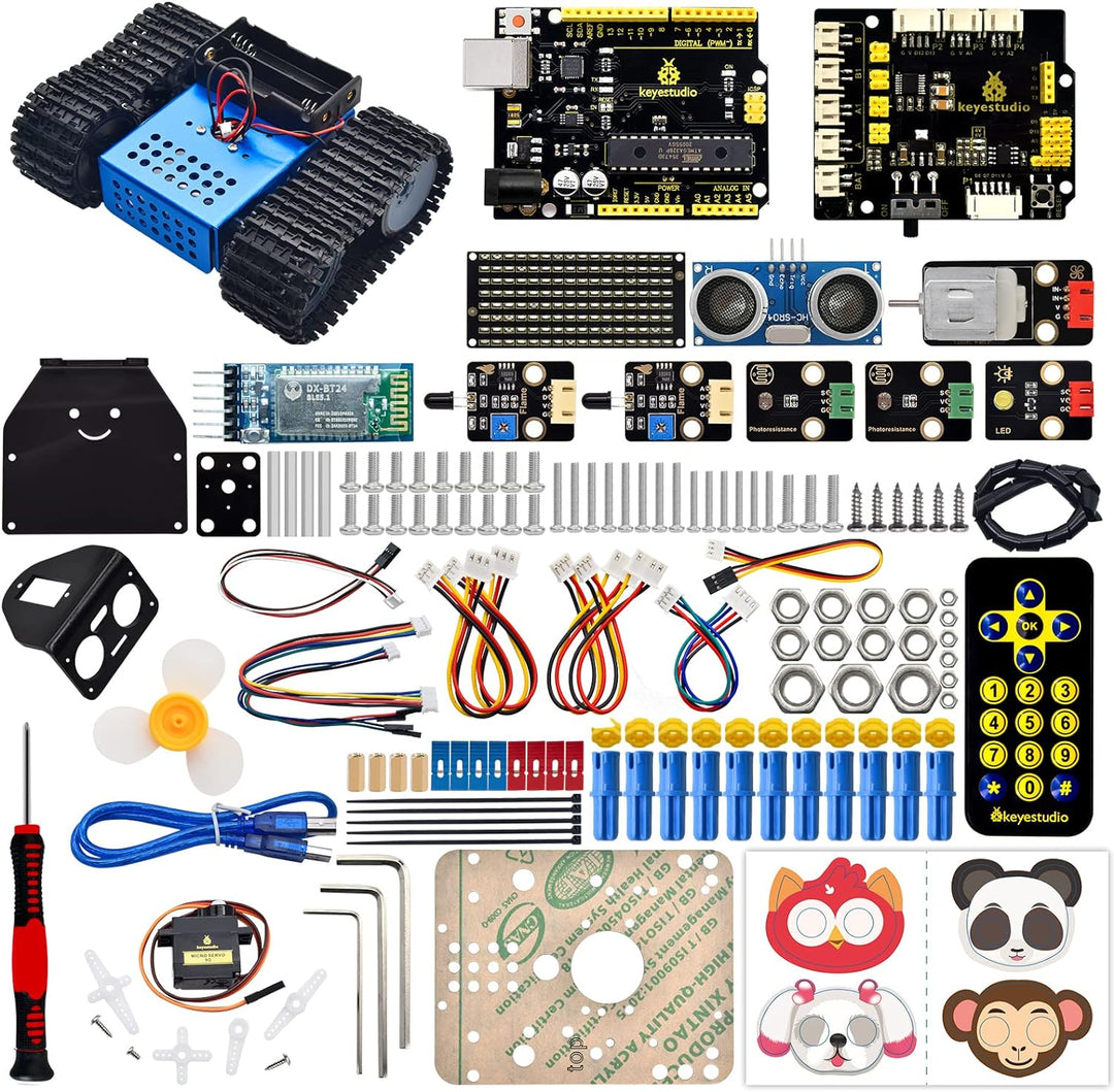 KEYESTUDIO Robot Tank Kit kompatibel mit Arduino IDE, elektronisch programmierbarer STEM-Roboter-DIY