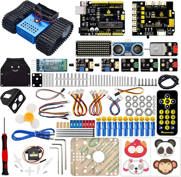 KEYESTUDIO Robot Tank Kit kompatibel mit Arduino IDE, elektronisch programmierbarer STEM-Roboter-DIY