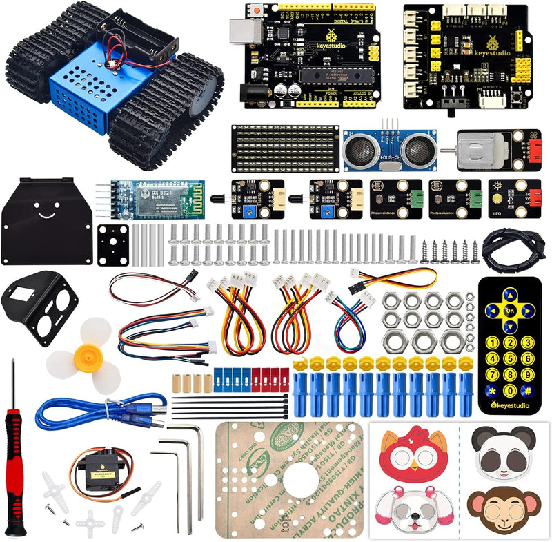 KEYESTUDIO Robot Tank Kit kompatibel mit Arduino IDE, elektronisch programmierbarer STEM-Roboter-DIY