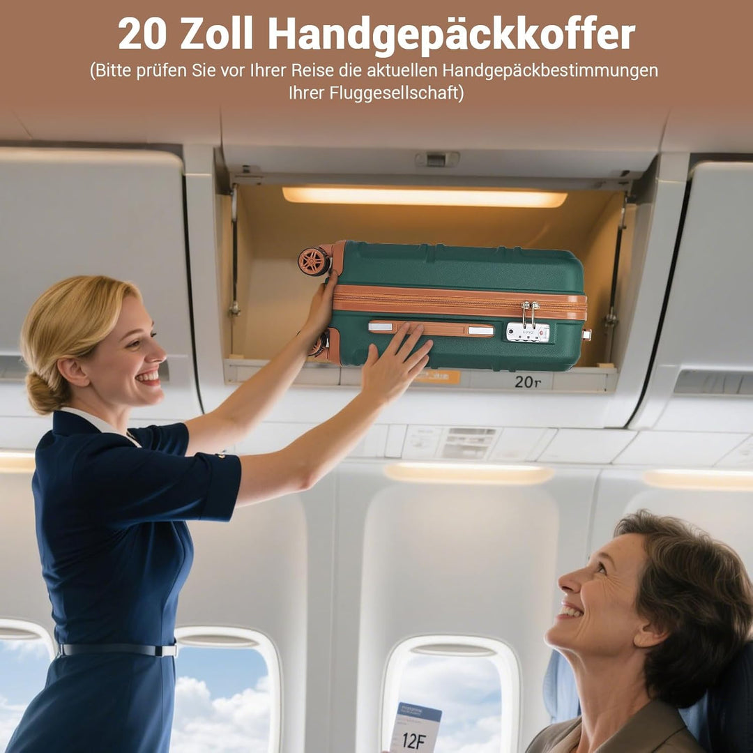 KONO Koffer Trolley Reisekoffer aus ABS+PC – Leichter Hartschalenkoffer mit 4 Zwillingsrollen und TS