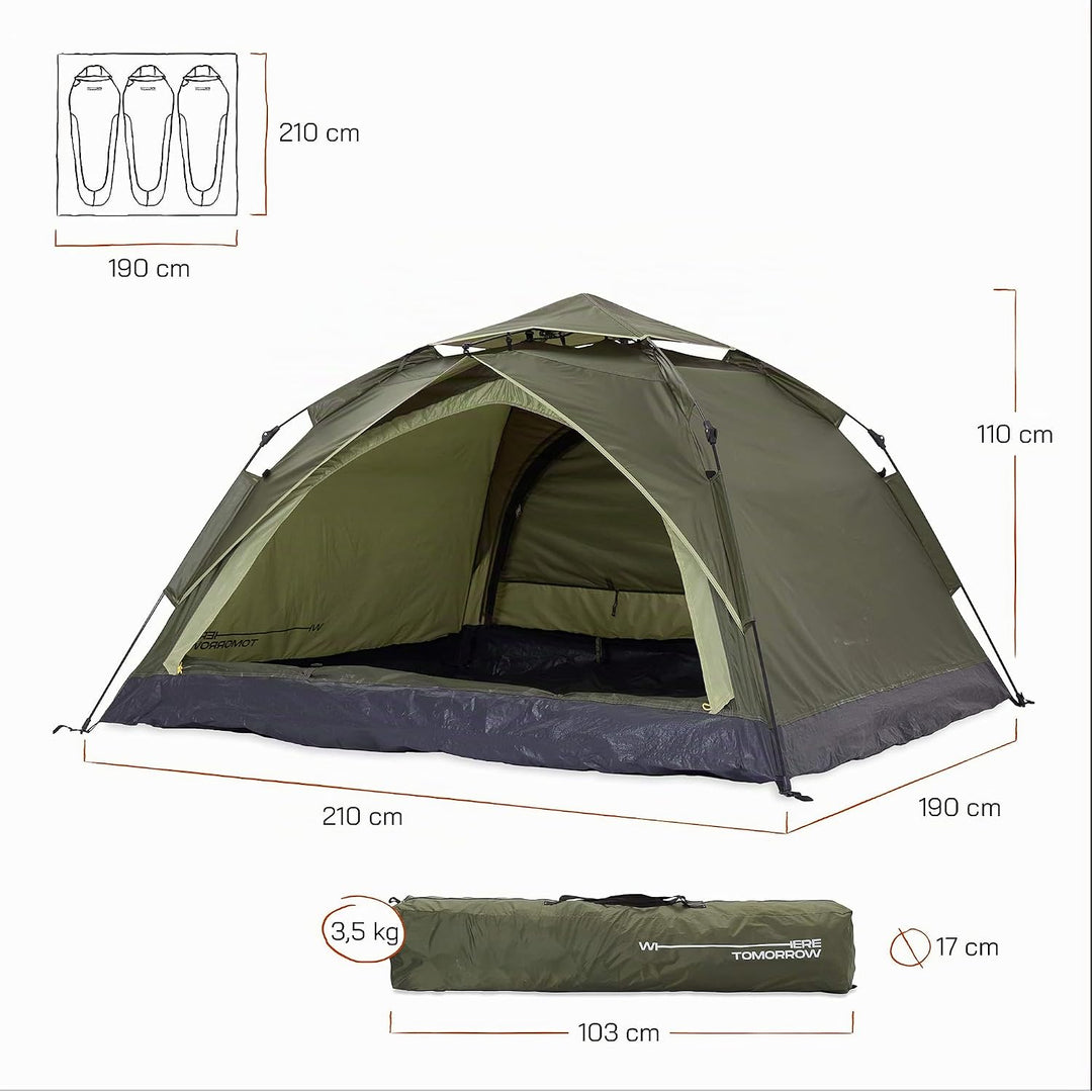 Lumaland Camping Zelt | Leichtes Pop Up Wurfzelt | 2-4 Personen Kuppelzelt | Trekking &amp; Festival Igl